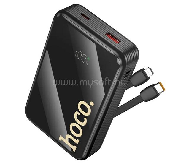HOCO HOCO Q37A vésztöltő USB+Type-C aljzat 20000mAh, PD gyorstöltő + fix Type-C/lightning kábel, FEKETE
