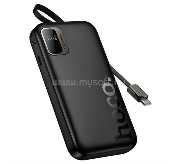 HOCO HOCO Q51 vésztöltő Type-C aljzat 10000mAh, LED kijelző + fix Type-C kábel, FEKETE