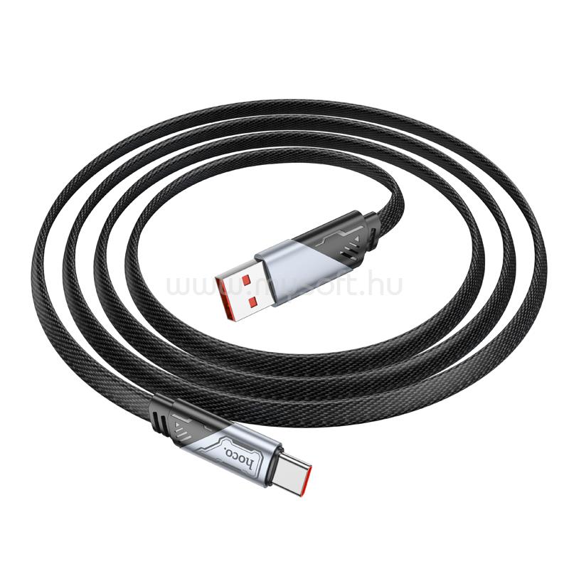 HOCO U119 5A Machine töltő adatkábel USB-A - Type-C lapos fekete 1,2m