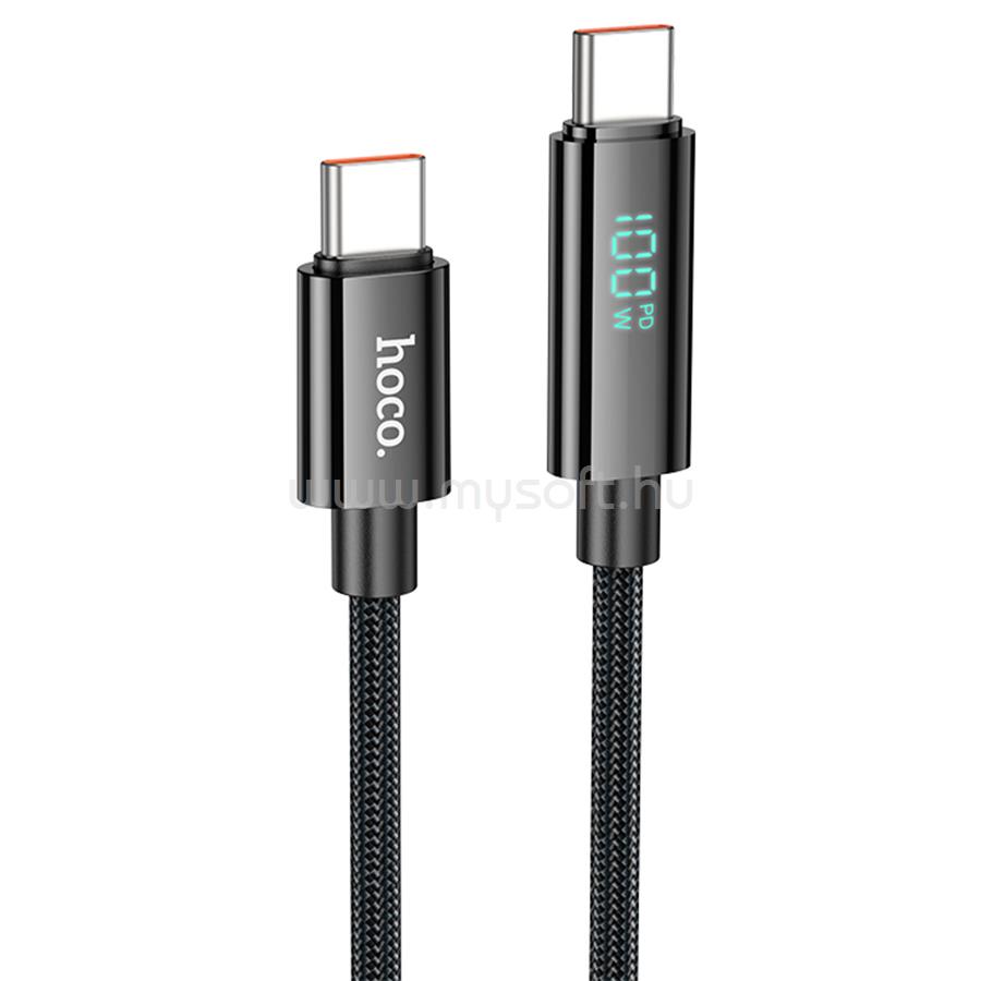 HOCO U125 Benefit 100W töltő adatkábel kijelzővel Type-C - Type-C fekete 1,2m