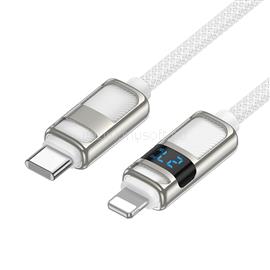 HOCO U137 Line PD töltő adatkábel kijelzővel iPhone Type-C - Lightning fehér 1,2m HOCO_HC636391 small