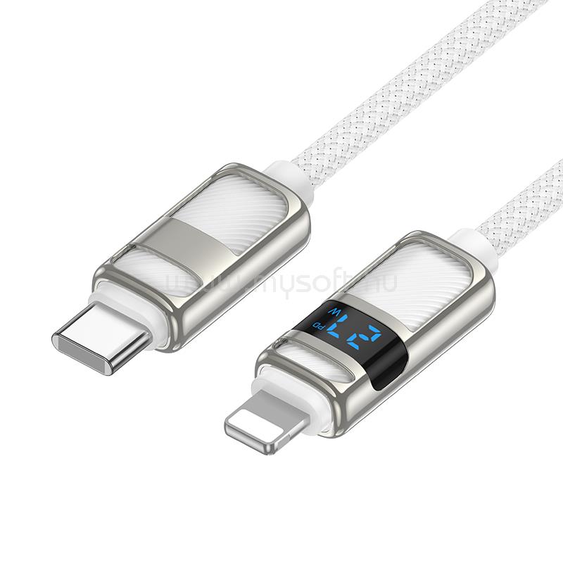 HOCO U137 Line PD töltő adatkábel kijelzővel iPhone Type-C - Lightning fehér 1,2m