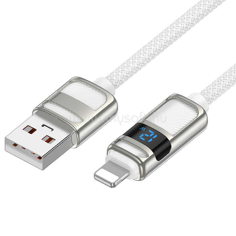 HOCO U137 Line töltő adatkábel kijelzővel iPhone USB-A - Lightning fehér 1,2m