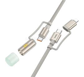 HOCO iPhone 14 Plus / 14 Pro Max / 14 Pro HOCO U138 töltőkábel 2in1 USB/Type-C - lightning/LED fény, 120cm, VILÁGOSSZÜRKE HOCO_U138_LIGHTNING_LED_GREY small