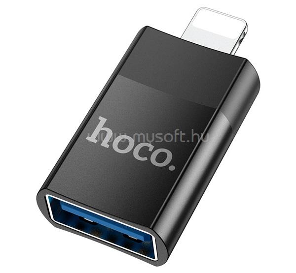 HOCO Xiaomi Redmi Note 17 / iPhone 14 Plus UA17 adapter USB aljzat - lightning, adatátvitel és töltés, FEKETE