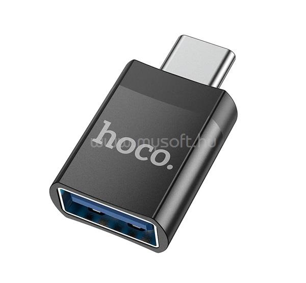 HOCO UA17 adapter USB aljzat - Type-C, adatátvitel és töltés, FEKETE