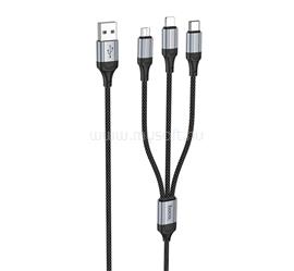 HOCO HOCO X102 töltőkábel 3in1 USB - Type-C/lightning/microUSB, 100cm, FEKETE HOCO_X102_B small