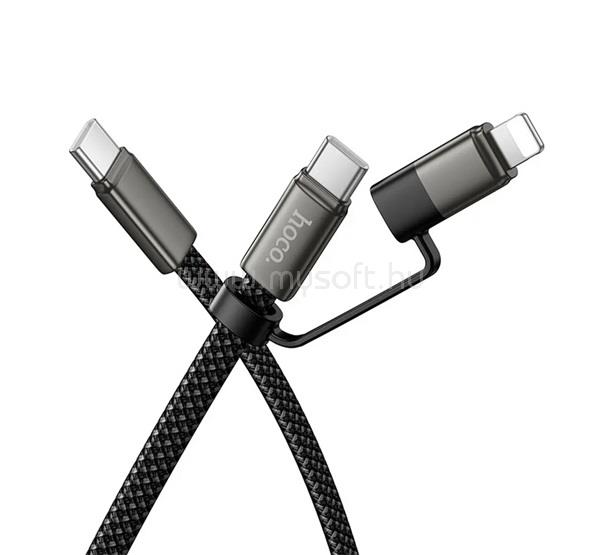 HOCO iPhone 14 Plus / 14 Pro Max / 14 Pro HOCO X125 adatkábel 2in1 Type-C - lightning/Type-C, 100cm, FEKETE