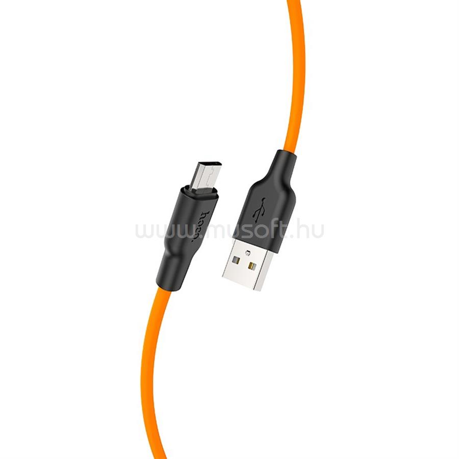 HOCO X21 szilikon töltőkábel Micro USB 1m, narancssárga
