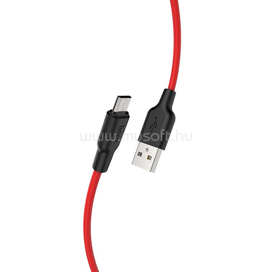 HOCO X21 Szilikon töltőkábel Micro USB 1m, piros