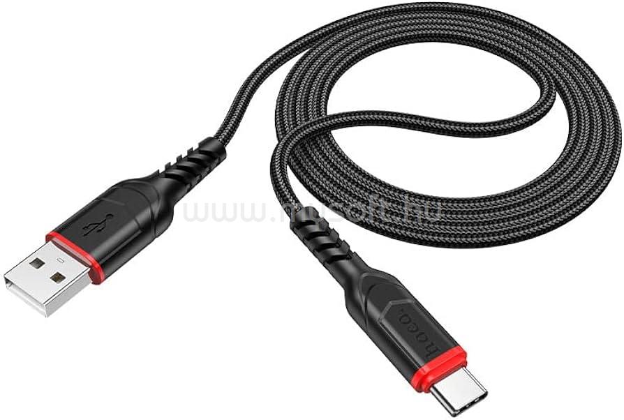 HOCO X59 Victory töltő adatkábel USB - Type-C fekete-piros 2m