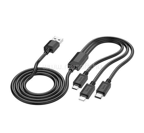 HOCO HOCO X74 töltőkábel 3in1 USB - Type-C/lightning/microUSB, 100cm, FEKETE