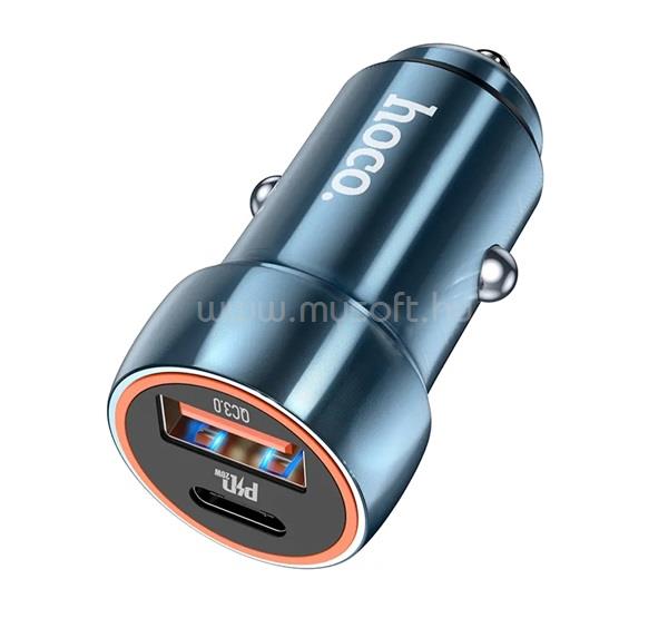 HOCO HOCO Z46A autós töltő USB+Type-C aljzat 20W, PD gyorstöltő 3.0, KÉK