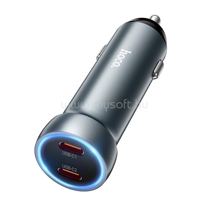 HOCO Z54B 60W USB-C PD 30W + 30W autós töltő (fémszürke)