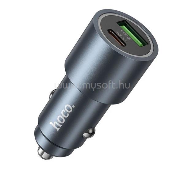 HOCO Z60 autós töltő Type-C+USB aljzat 48W, LED jelzés, FEKETE