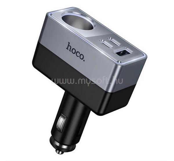 HOCO HOCO Z65A szivargyújtó adapter elosztó, PD gyorstöltés 3.0, FEKETE