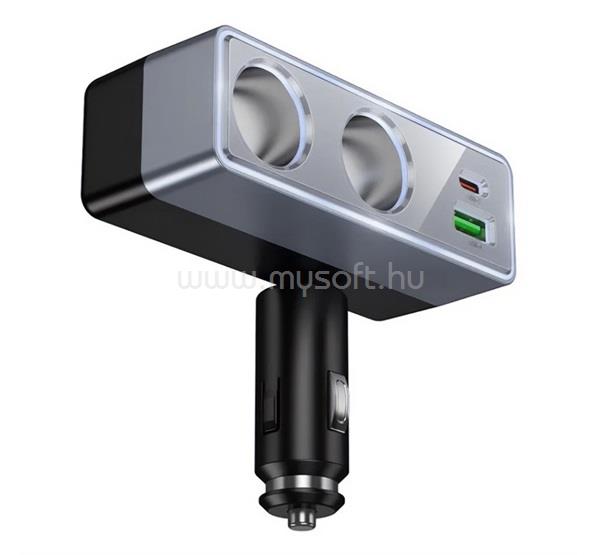 HOCO HOCO Z65B szivargyújtó adapter elosztó, PD gyorstöltés 3.0, FEKETE