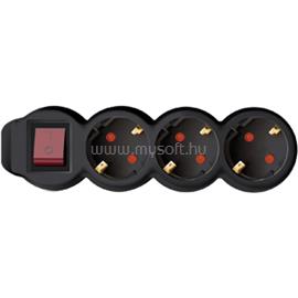 HOME NV 3K-3/BK/1,5 3 aljzat 3méter 3x1,5 mm2 fekete kapcsolós elosztó HOME_NV_3K-3/BK/1,5 small