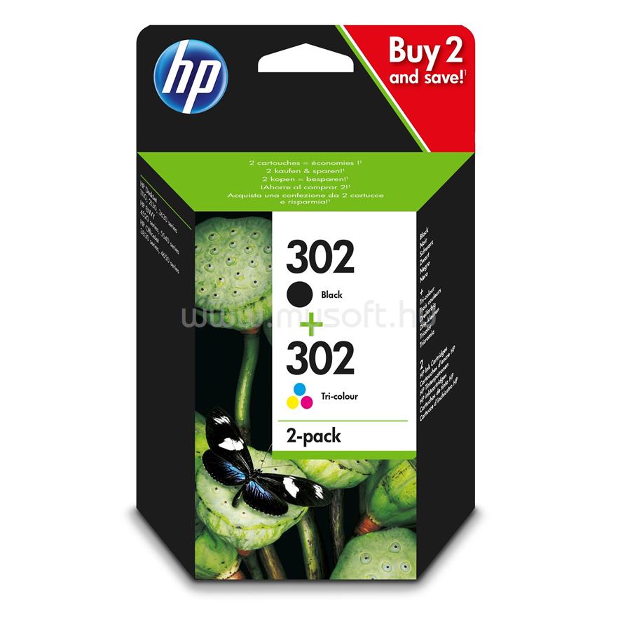 HP 302 Eredeti fekete/háromszínű multipakk tintapatronok (1x170 oldal/1x150 oldal)