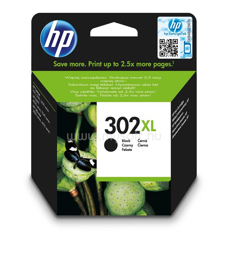 HP 302XL Eredeti fekete nagy kapacitású tintapatron (430 oldal)