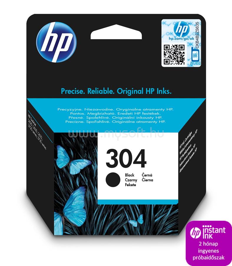 HP 304 Eredeti fekete tintapatron (120 oldal)