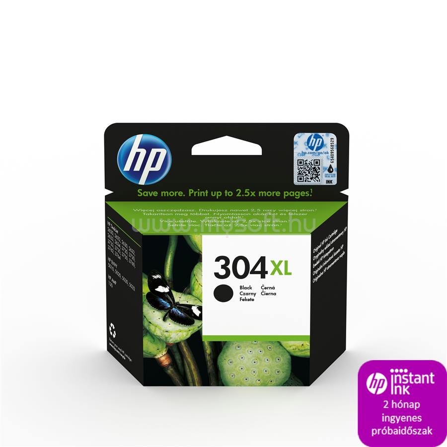 HP 304XL Eredeti fekete nagy kapacitású tintapatron (300 oldal)