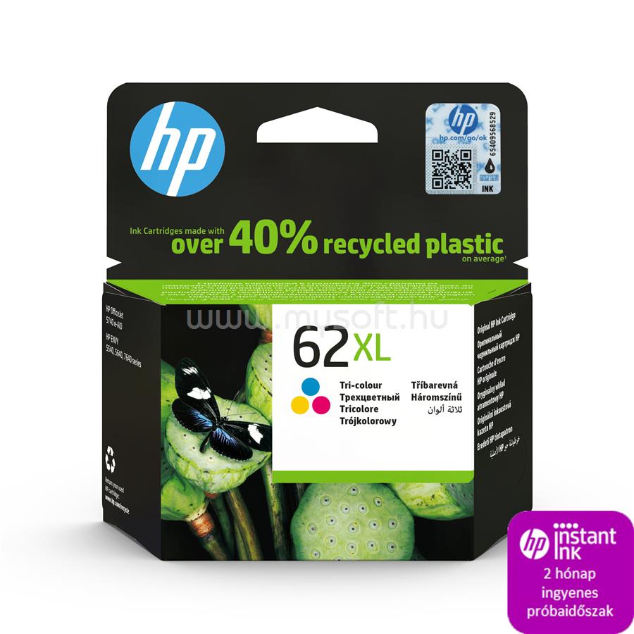 HP 62XL Eredeti háromszínű tintapatron (415 oldal)