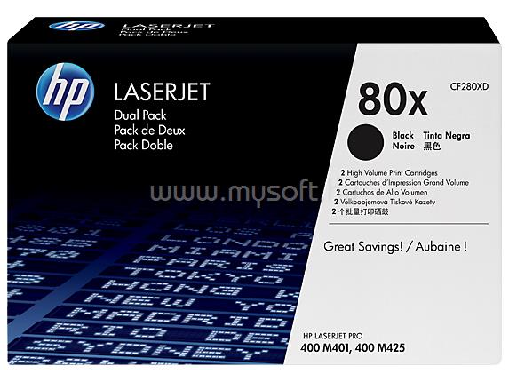 HP 80X Eredeti fekete LaserJet multipakk tonerkazetták (2x6900 oldal)