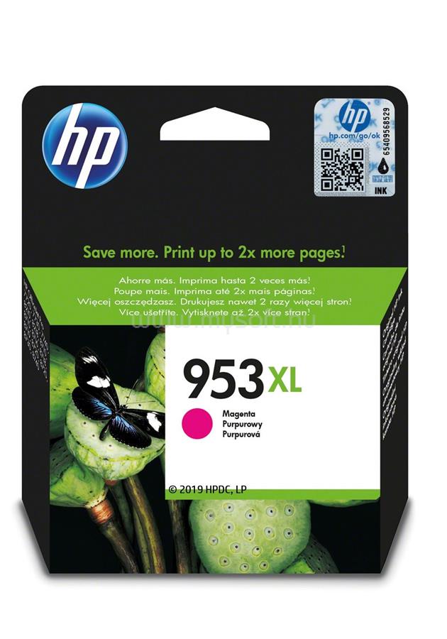 HP 953XL Eredeti bíbor nagy kapacitású tintapatron (1450 oldal)