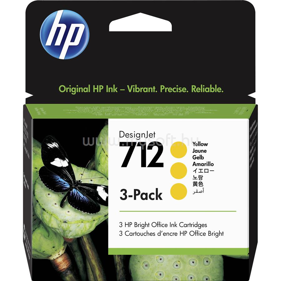 HP 712 Eredeti sárga DesignJet multipakk tintapatronok (3x29ml)