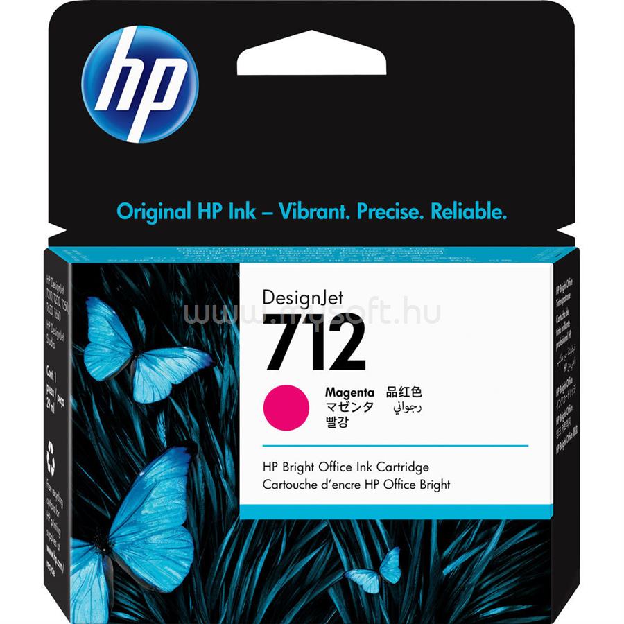 HP 712 Eredeti bíbor DesignJet tintapatron (29ml)