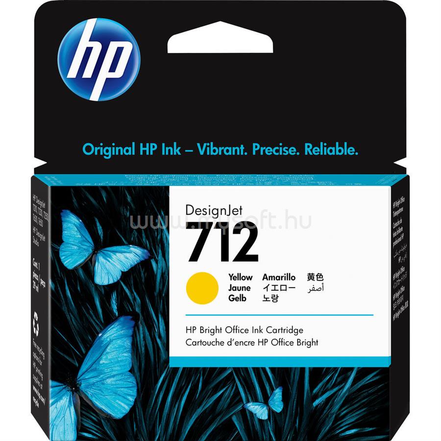 HP 712 Eredeti sárga DesignJet tintapatron (29ml)