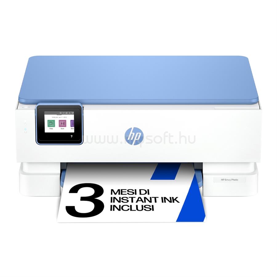 HP Envy Photo 7231e színes multifunkciós tintasugaras nyomtató , HP+ 3 hónap Instant Ink előfizetéssel (fehér-indigókék)