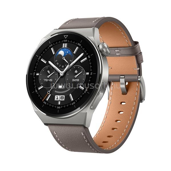 HUAWEI Watch GT 3 Pro (46mm) szürke bőr pántos ezüst okosóra