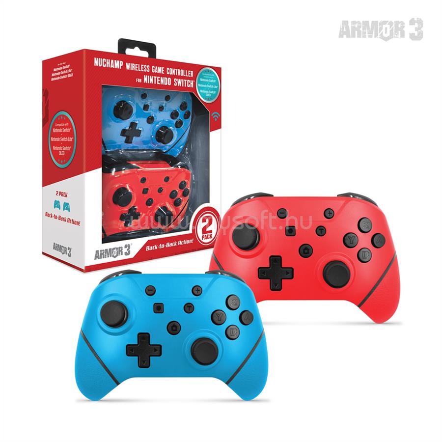 HYPERKIN ARMOR3 NUCHAMP Nintendo Switch Kiegészítő Vezeték nélküli kontroller, Kék & Piros (2-PACK)