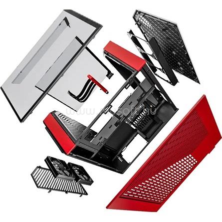 HYTE Y60 piros-fekete (táp nélküli) ablakos E-ATX ház + Y60 DIY LCD panel