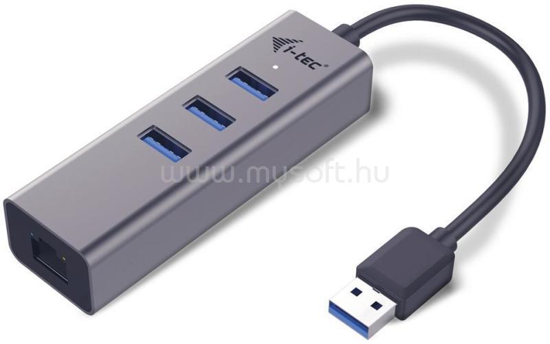 I-TEC USB 3.0 3-PORT HUB + GLAN 3X USB 3.0 RJ-45 SPACE GREY