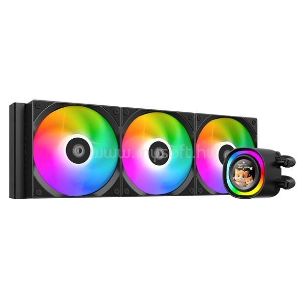 ID-COOLING CPU Water Cooler - FX360 LCD (27.2dB; max.98,54 m3/h; 3x12cm, A-RGB, fekete)