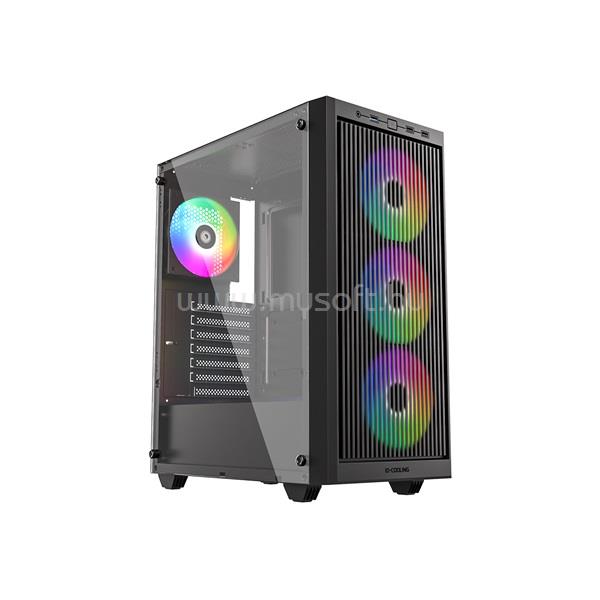 ID-COOLING Számítógépház - WARE 310 ARGB (ablakos, 4x12cm A-RGB, ATX, USB3.0, 1xUSB-C, 1xUSB2.0, fekete)