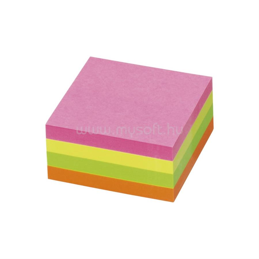 INFO NOTES Jegyzettömb öntapadó, 50x50mm, 4x60lap, 5658-39 élénk mix, sárga, zöld, rózsa, narancs
