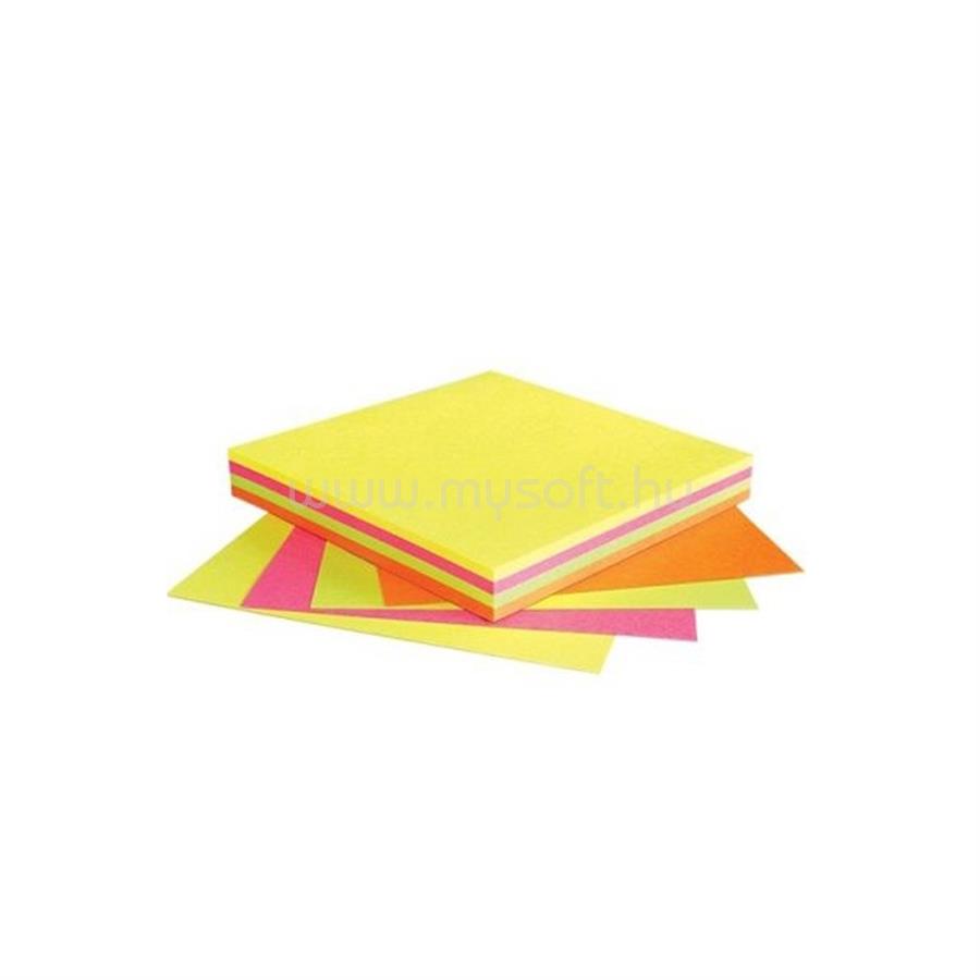 INFO NOTES Jegyzettömb öntapadó, 75x75mm, 100lap, Info Notes, brilliant mix, sárga, zöld, pink, narancs