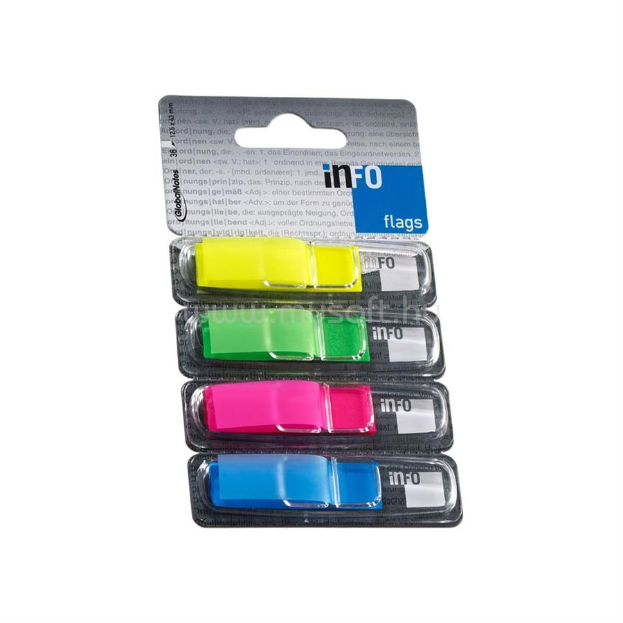 INFO NOTES Jelölőcímke 12,5x43mm, 4x36lap, (4BBD), 4 klf. teleszín