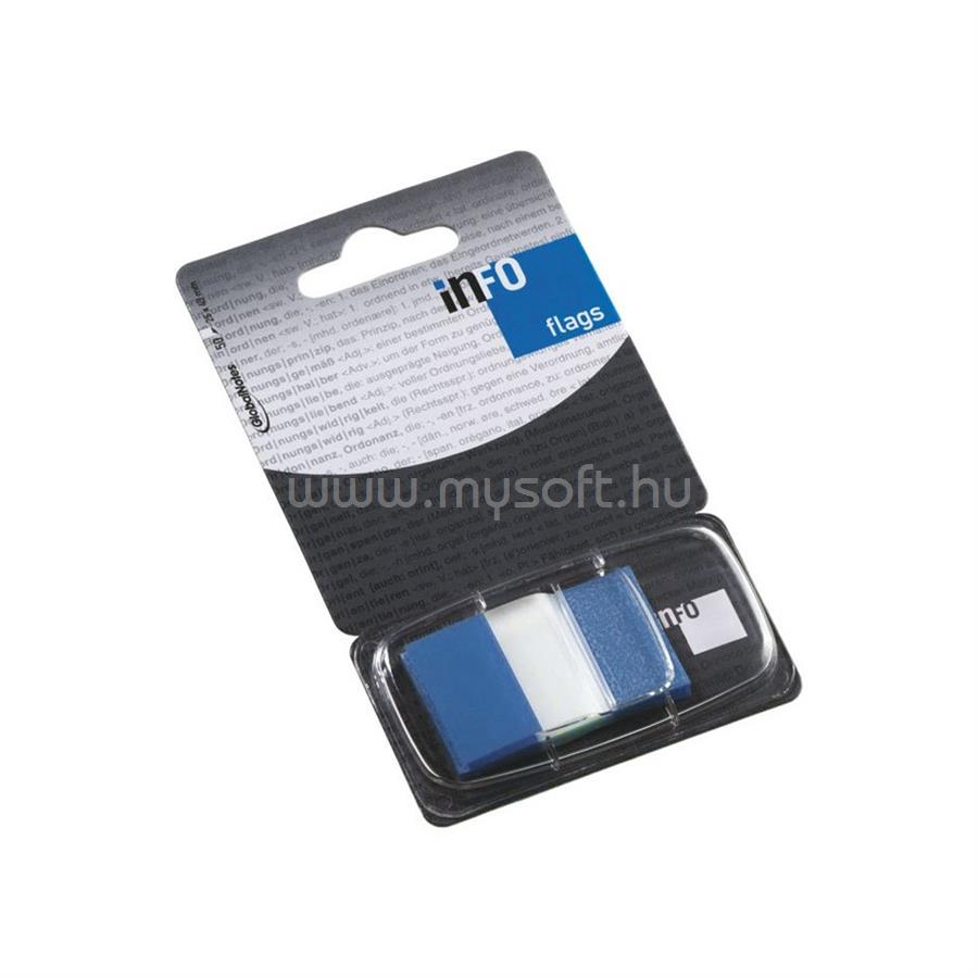 INFO NOTES Jelölőcímke 25x43mm, 50lap, műanyag, Info Notes Info Flags transzparens kék