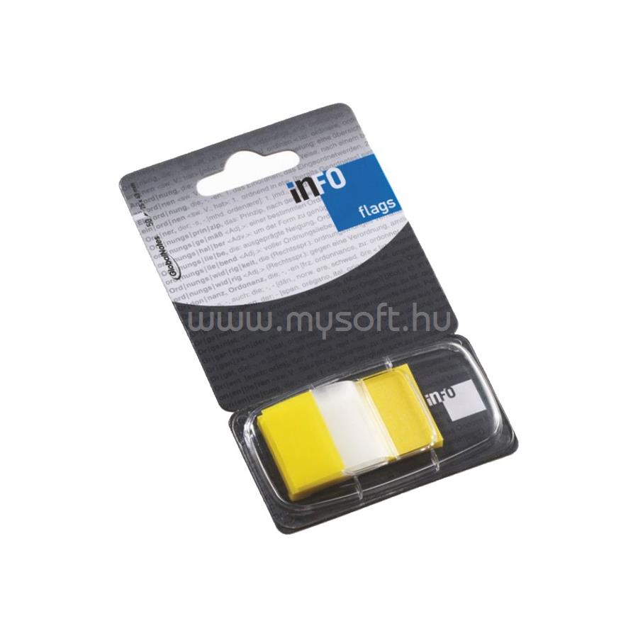 INFO NOTES Jelölőcímke 25x43mm, 50lap, műanyag, Info Notes Info Flags transzparens sárga