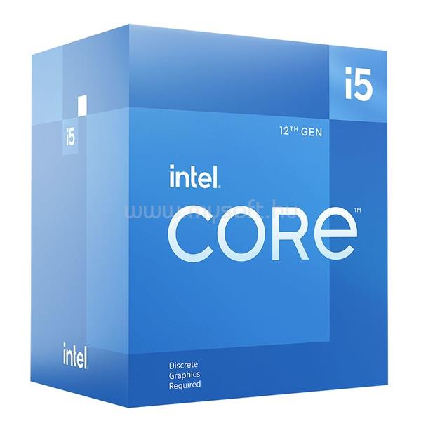 INTEL Core i5-12400F (6 Cores, 18M Cache, 2.50 up to 4.40 GHz, FCLGA1700) Dobozos, hűtéssel, nincs VGA