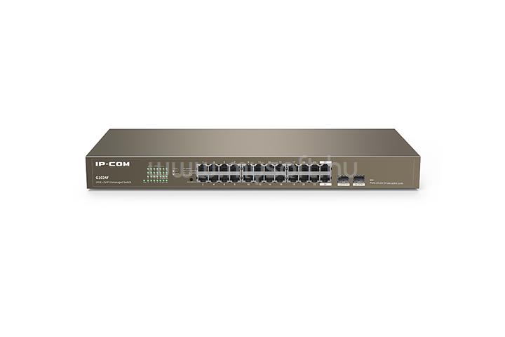 IP-COM G1024F Switch (24 port 1Gbps + 2 port 1Gbps SFP; rackbe szerelhető)