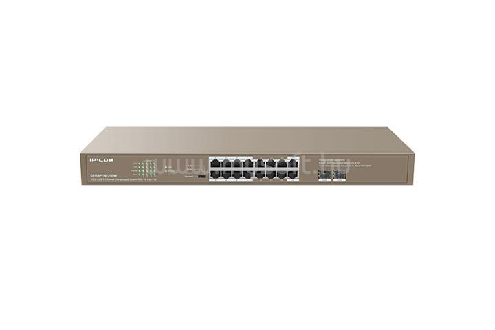 IP-COM G1118P-16-250W PoE Switch (16x1Gbps; 2x SFP; 16 af/at PoE+ port; 230W, Rackbe szerelhető)