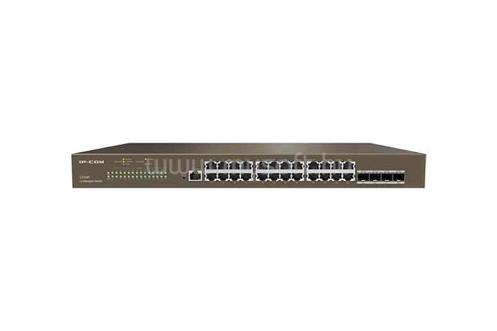 IP-COM G3328F vezérelhető Switch (24x1Gbps; 4x SFP; 1x console port; L2)