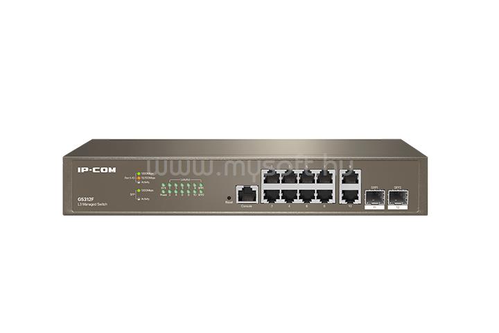 IP-COM G5312F vezérelhető Switch (10x1Gbps; 2x SFP; 1x console port; L3)