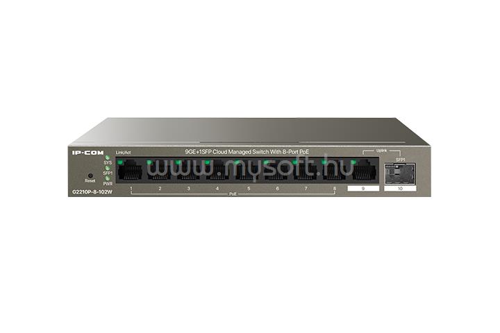 IP-COM Switch PoE - G2210P-8-102W (9x1Gbps; 8 af/at PoE+ port; 92W; 1x 1Gbps SFP)